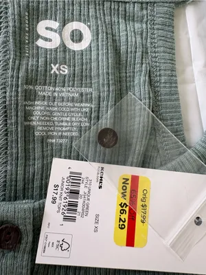 #007 SO Sage Green Ribbed Button Front Tank Top Size XS NWT thumbnail 5