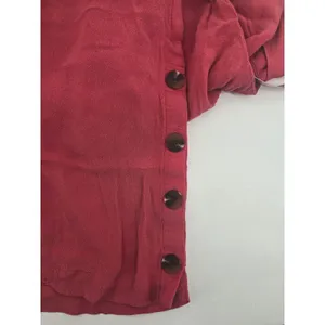Madewell‎ Tunic Womens XL Red G7783 Side Button Short Sleeve Viscose Crepe Top thumbnail 4
