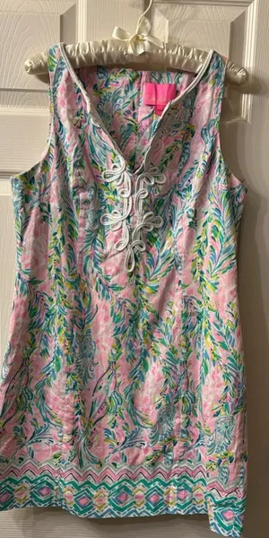 Lilly Pulitzer Pink Multicolor Floral Sleeveless Embellished Tunic thumbnail 1