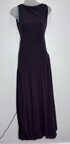 Zara asymmetrical Drop Waist Sleeveless Maxi Long Brown Dress NWT MEDIUM blogger thumbnail 1