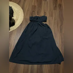Abercrombie and Fitch black cotton maxi cut out dress casual fall formal boho XL thumbnail 3