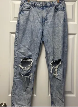 American Eagle distressed mom straight jeans thumbnail 1