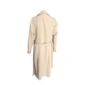 Vintage 70s Tan Beige Longline Belted‎ Trench Coat Duster Jacket Womens thumbnail 8