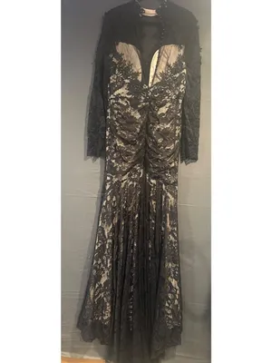 NWT Women L 8 10 Black Lace Mermaid Maxi Gown Gothic Formal Evening SHEIN Belle thumbnail 8