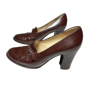 Vintage Kenneth Cole Spain Brown Leather Block Heel Loafers Buckle Strap 9 thumbnail 5