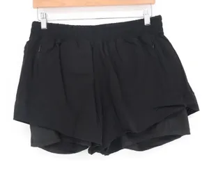 Womens Black 2-in-1 Running Shorts Built-in Liner Zip Pockets Size 8-10 Active thumbnail 1