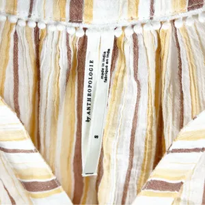 BY ANTHROPOLOGIE 100% Cotton Striped Tie-Front Blouse Size Small Boho Casual thumbnail 3