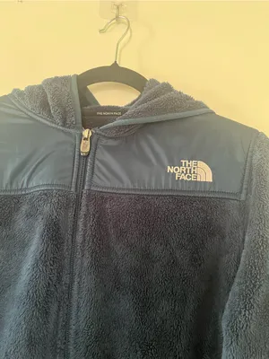 The North Face Blue Hooded Fleece Jacket Womens Large Fuzzy Plush Full Zip thumbnail 2