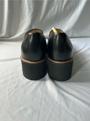 Naturalizer Black Leather Lug Sole Platform Loafers size 6 thumbnail 6