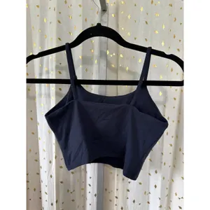 Unbranded Women's Navy Built In Unpadded Bra Stretch Crop Tank Top M thumbnail 3