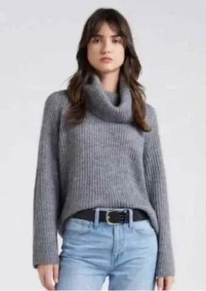 Point Sur • J Crew Mohair Ribbed Turtleneck Sweater cowl heather grey wool knit thumbnail 1