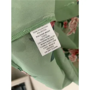 LOFT Green Floral V-Neck Peasant Long Sleeve Blouse Top Semi Sheer M Feminine thumbnail 5