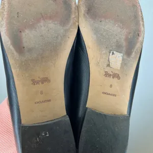 Coach Leah Loafers Black Leather‎ Gold Chain C Charm Flats CB989 Womens 8B thumbnail 5