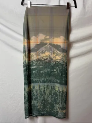 UO Landscape Print Awkward Mesh Midi Skirt NWOT thumbnail 3