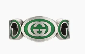 Gucci Unisex Sterling Silver Interlocking GG Logo Ring thumbnail 2