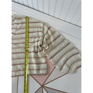 NWT American Eagle Striped V-Neck Cardigan Sweater Beige Tan Size M thumbnail 4