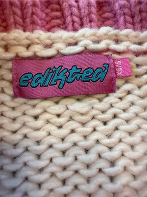 Edikted Pink and Cream Striped Cropped Crew Sweater thumbnail 3