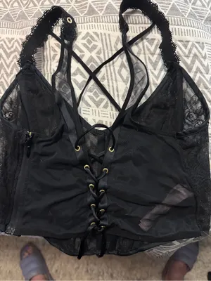 Victoria’s Secret Very Sexy Black Lace Boned Corset Bustier Top M DD Y2K thumbnail 6