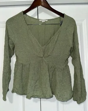 American Eagle Lightweight Loose-Fit Longsleeve Blouse S thumbnail 1