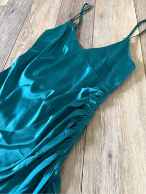 Forever 21 Teal Satin Slip Maxi Dress thumbnail 3