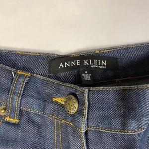 Anne‎ Klein Vintage Embroider Trim High Waist Split Hem Straight Jean thumbnail 2