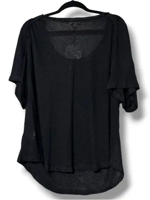 Umgee size large black scoop neck linen slouchy tee sheer lightweight new casual thumbnail 2