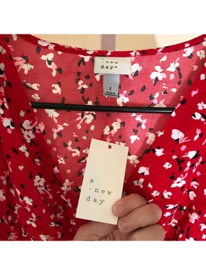 A New Day NWT Women's Short Sleeve Maxi Sundress Red Floral Size 2 thumbnail 6