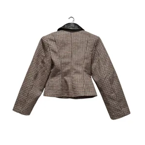 Arrange Plaid Structured Jacket Contrast Leather Collar Size‎ 0 Tan thumbnail 6
