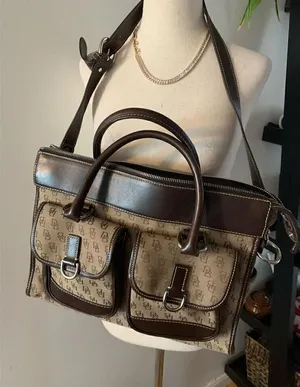 Dooney and bourke brown and tan handbag shoulder bag thumbnail 1