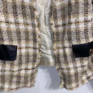 Zara NWT Frayed V Neck Tweed Blazer 2505/169 thumbnail 9