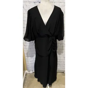 Chelsea28 Forget Me Not Gathered Waist Black Short Sleeve Dress Size XXL thumbnail 2