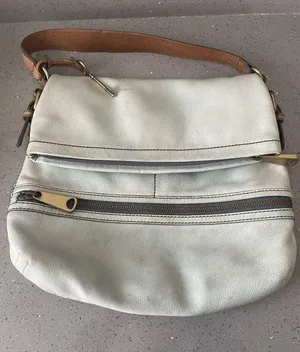 FOSSIL Explorer Flap Foldover Hobo Light blue Leather Slouch Shoulder Bag thumbnail 7