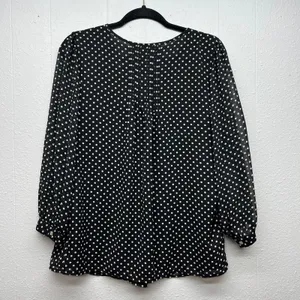 Tommy Hilfiger Polka Dot Babydoll Sheer Top Womens Medium Office Career Formal thumbnail 6