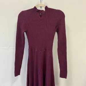 Pamela‎ Love Midi Sweater Dress Women Medium Maroon Long Sleeve A-Line Knit thumbnail 7