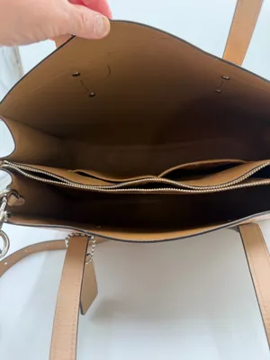 Coach 31728 Signature Embossed Leather Satchel Shoulder Bag Tan Camel thumbnail 4