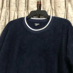 Aerie Navy Crewneck Striped Trim Sweatshirt thumbnail 2