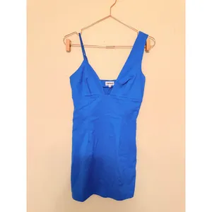 Superdown Mini Dress Women Small Blue Asymmetrical Bodycon Plunging V-Neck Party thumbnail 4
