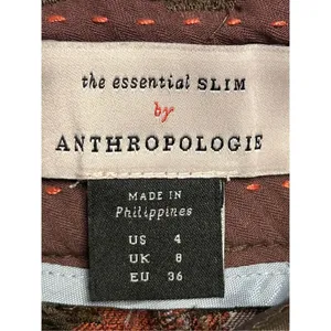 Anthropologie The Essential Slim Pant Brown Motif Floral Ankle Womens Size 4 nwt thumbnail 9
