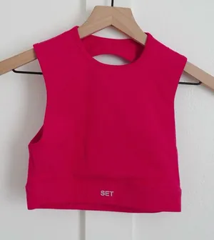 Set Active High Neck Pink Sports Bra thumbnail 1