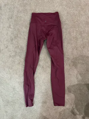 High-Waist Burgundy Leggings - Women thumbnail 4
