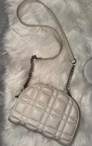 ZARA Cream Quilted Crossbody with Gold Studs and Chain thumbnail 1
