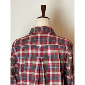 Tyler Boe Shirt Women Small Red Plaid Cotton Collared‎ Pleated Tina Tunic Preppy thumbnail 8