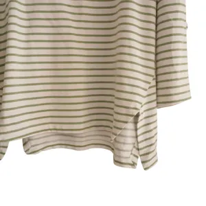 Urban by Alembika Jagger Stripe Top Sage Green White Striped Square Neck Cotton‎ thumbnail 5