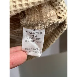 Oli & Hali Tan Waffle Knit Hook‎ & Eye Corset Cropped Hoodie JT0031 Womens Small thumbnail 4