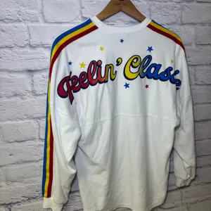 Authentic Disney Spirit Jersey Feelin Classic Sz XS White Velour Mickey Rainbow thumbnail 9