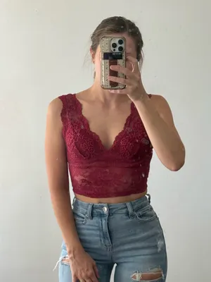Shein Burgundy Lace Tank Too thumbnail 3