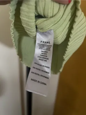 FRAME Mixed Rib Sweater In Bright Lime Green Ribbed Top Half Sleeve‎ Size Small thumbnail 9