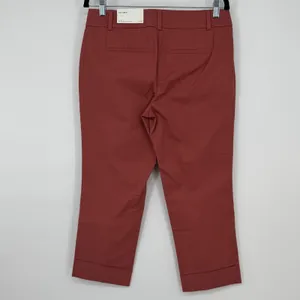 Ann Taylor Factory The Crop Mid‎ Rise Slim Leg Pants Dark Rose 4P Petite NWT thumbnail 2