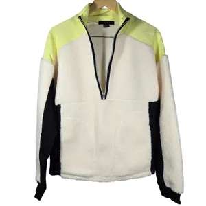 Sanctuary Womens Quarter Zip Sherpa Fleece Pullover CT3228MX2 Cream Neon S‎ thumbnail 2