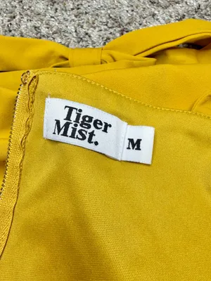 Tiger Mist Kinsley Crop Top Medium M Yellow Gold Square Neck Tie Bow Sleeveless thumbnail 5